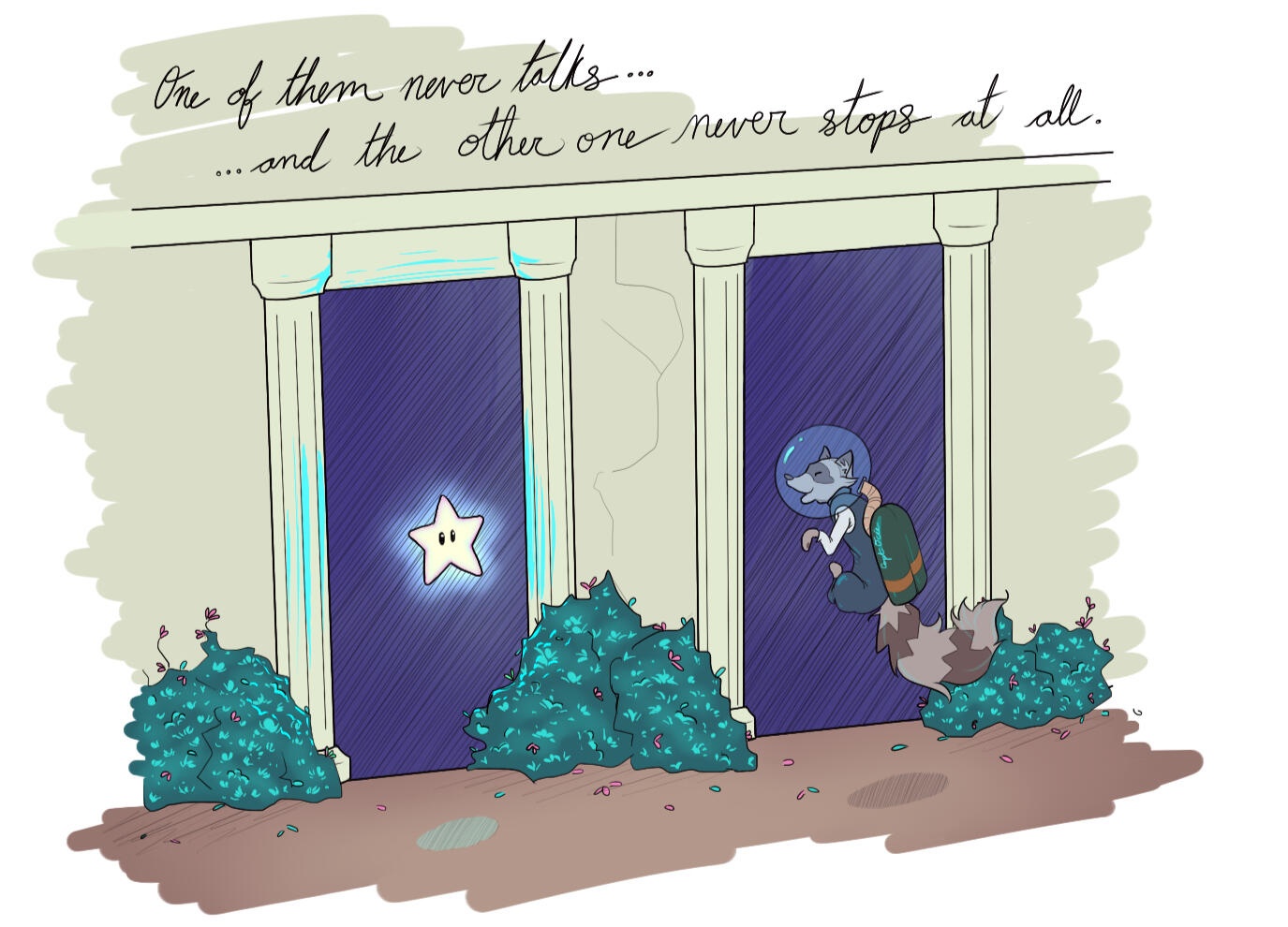 Before you floats two guards...